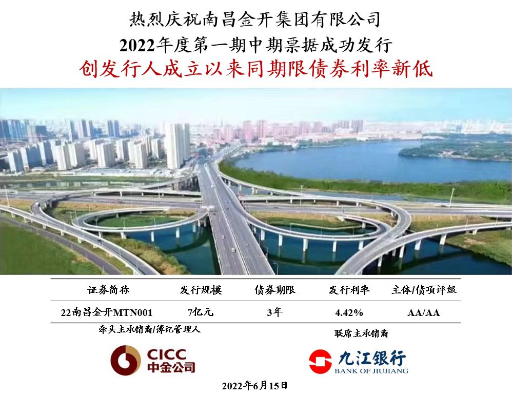 喜报！南昌金开马博网页版_马博（中国）成功发行7亿元中期票据！